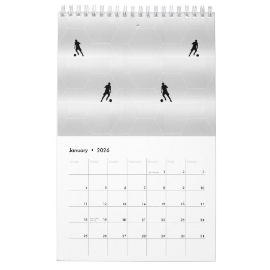 voetballers Enkele pagina SmallCalendar, White Kalender (Jan 2026)
