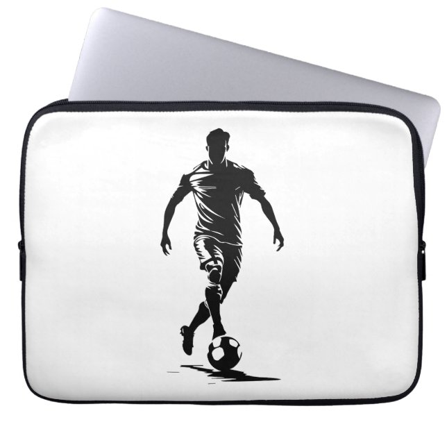 Voetbalman met bal laptop sleeve (Voorkant)