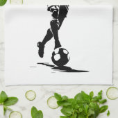 Voetbalman met bal theedoek (Gevouwen)