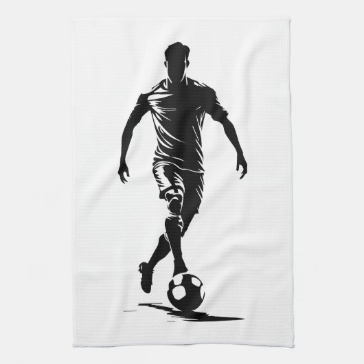 Voetbalman met bal theedoek (Verticaal)