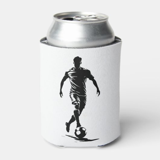 Voetbalman met balontwerp. blikjeskoeler (Blikje Voorkant)