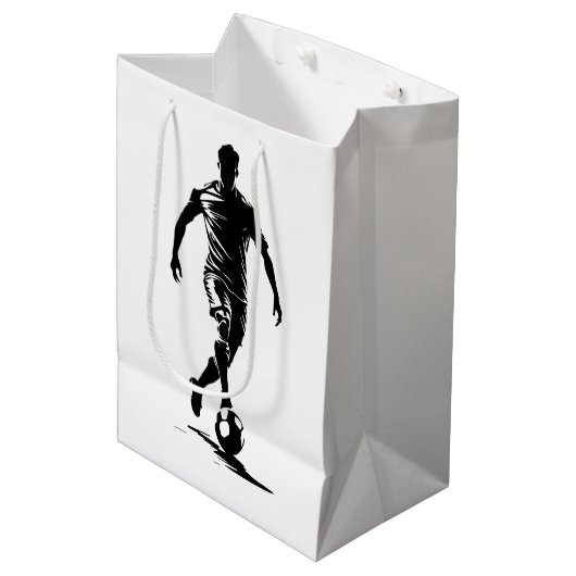 Voetbalman met balontwerp. medium cadeauzakje (Voorkant Gekanteld)