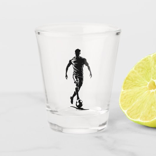 Voetbalman met balontwerp. shot glas (Voorkant)