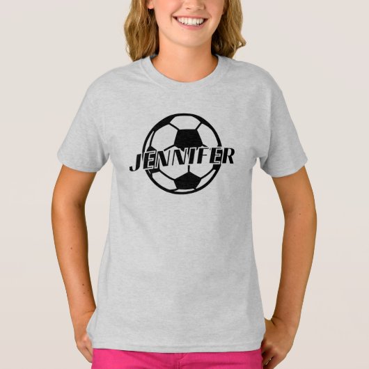 VOETBALMEISJE AANGEPASTE NAAM T-SHIRT (Voorkant)