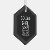 Voetbalmeisje cool glas ornament (Voorkant Rechts)