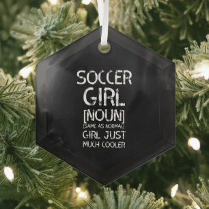 Voetbalmeisje cool glas ornament