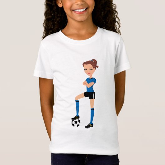 Voetbalmeisje, geïllustreerd T-shirt (Voorkant)