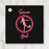 Voetbalmeisje Roze Gloed Bedankjes Labels (Voorkant)