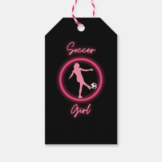 Voetbalmeisje Roze Gloed Cadeaulabel (Voorkant)
