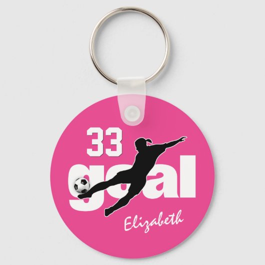 voetbalmeisje warm roze of met een bepaalde kleur sleutelhanger (Voorkant)