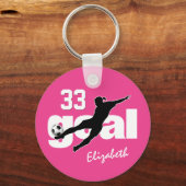 voetbalmeisje warm roze of met een bepaalde kleur sleutelhanger (Voorkant)