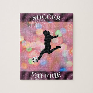 Voetbalmeisjes Pruim Sparkle Kleuruitbarsting Legpuzzel