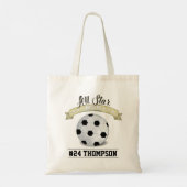 Voetbalmoeder gepersonaliseerde naam & nummer aang tote bag (Achterkant)