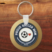 Voetbalmoeder Goud Trots Supporter Met Naam Sleutelhanger (Voorkant)