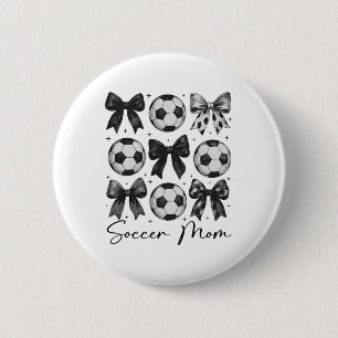 Voetbalmoeder Grappige Coquette Strik Voetbalmoede Ronde Button 5,7 Cm