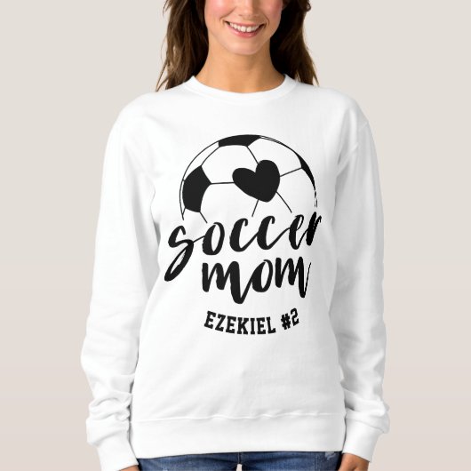 Voetbalmoeder Hart Bal Gepersonaliseerd Cadeau voo Trui (Voorkant)