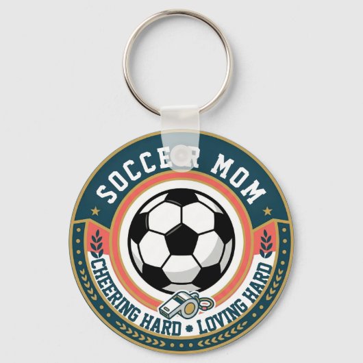 Voetbalmoeder Juichend Verliefd Sleutelhanger (Voorkant)