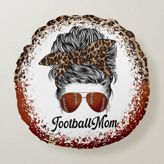 Voetbalmoeder Luipaardprint  Rond Kussen (Voorkant)