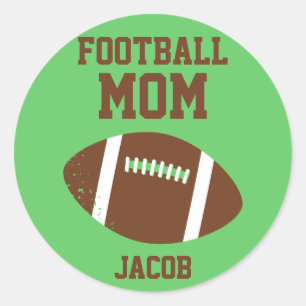 Voetbalmoeder nummer met naam Brown Ronde Sticker