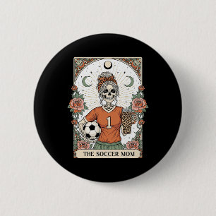 Voetbalmoeder Skelet Tarotkaart Voetbal Mama Moede Ronde Button 5,7 Cm