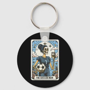 Voetbalmoeder Tarotkaart Vintage Halloween Voetbal Sleutelhanger