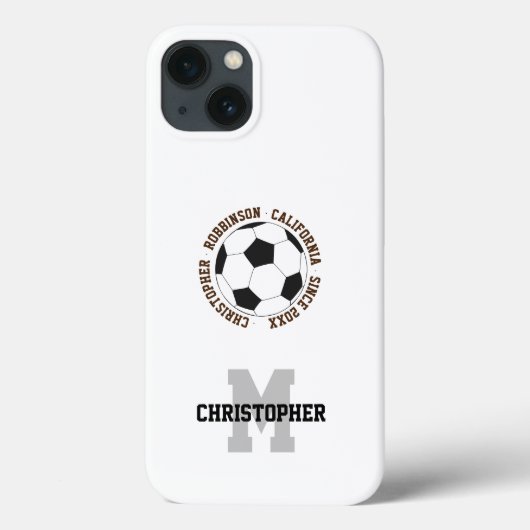 Voetbalnaam initiaal gepersonaliseerde tekst Case-Mate iPhone case (Achterkant)
