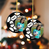 Voetbalnaam Jersey Nummer Foto Keepsake Keramisch Ornament
