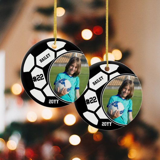 Voetbalnaam Jersey Nummer Foto Keepsake Keramisch Ornament
