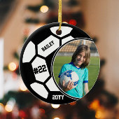 Voetbalnaam Jersey Nummer Foto Keepsake Keramisch Ornament