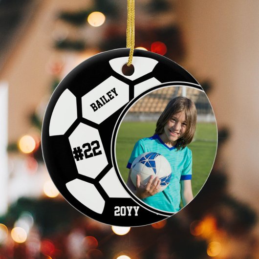 Voetbalnaam Jersey Nummer Foto Keepsake Keramisch Ornament