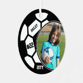 Voetbalnaam Jersey Nummer Foto Keepsake Metalen Ornament (Voorkant links)