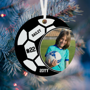 Voetbalnaam Jersey Nummer Foto Keepsake Metalen Ornament