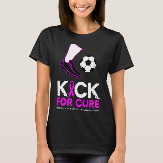 Voetbalontwerp voor borstkanker Kick For Cure T-shirt (Voorkant)