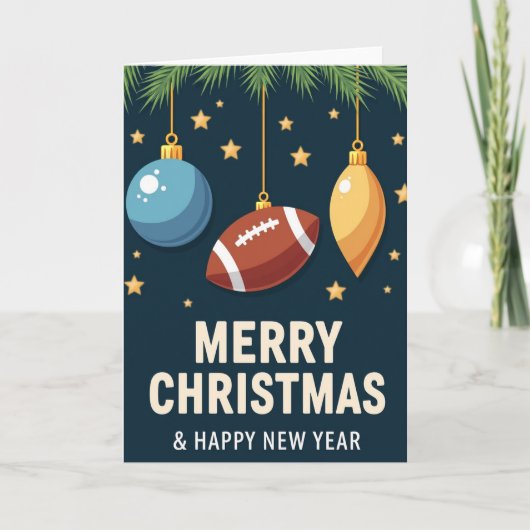 Voetbalornament kerstkaart kaart (Voorkant)