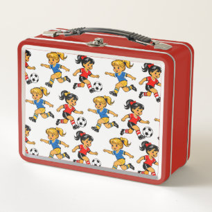 Voetbalpatroon metalen lunchbox