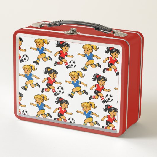 Voetbalpatroon metalen lunchbox (Voorkant)