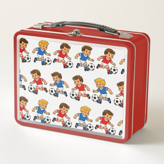 Voetbalpatroon metalen lunchbox (Voorkant)
