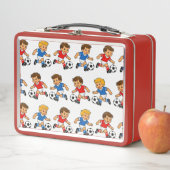 Voetbalpatroon metalen lunchbox (In situ)