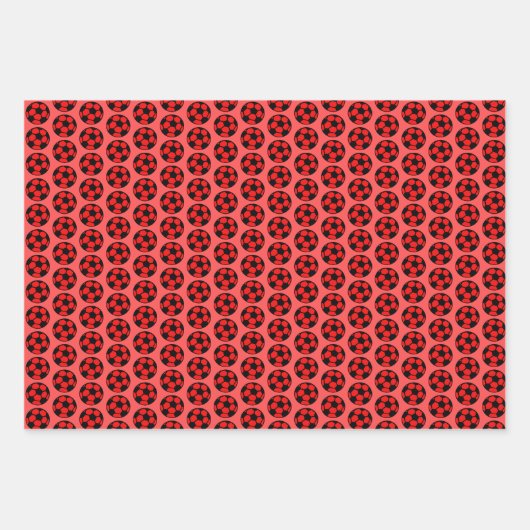 Voetbalpatroon - rood blauw groen inpakpapier vel (Voorkant 3)
