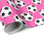 Voetbalpatroon Roze Cadeaupapier (Rol Hoek)