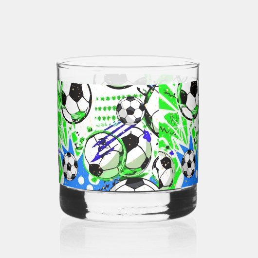 voetbalpatroonstijl whisky glas (Voorkant)