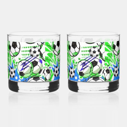 voetbalpatroonstijl whisky glas (Voorkant)
