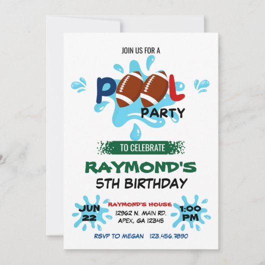 Voetbalpoolfeestje verjaardag kaart (Voorkant)