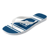 Voetbalshirt Blauw|Wit Gepersonaliseerd Teenslippers (Schuin)