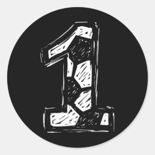 Voetbalshirt Nummer 1 Geschetst Voetbal Byll Stijl Ronde Sticker