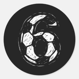 Voetbalshirt Nummer 6 Geschetste Voetbal Byll Stij Ronde Sticker