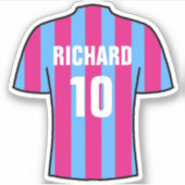 Voetbalshirt ontwerp in Claret en blauw. Sticker (Voorkant)