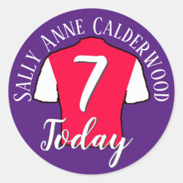 Voetbalshirt voor kinderverjaardag om te personali ronde sticker