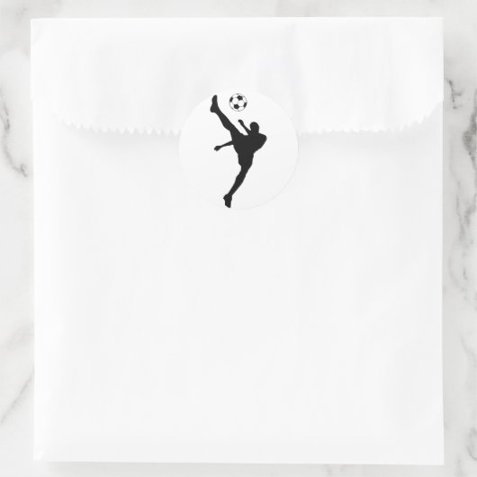 voetbalsilhouet. ronde sticker (Tas)