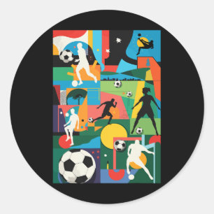 Voetbalspel Team Coach Fans Vrije Trap Speler Stra Ronde Sticker